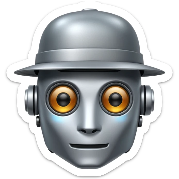 Robot with a hat on sticker