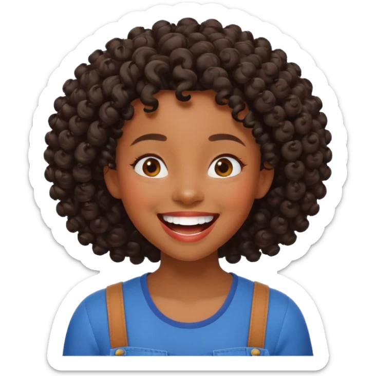 Black girl that looks like a Pixar character with curly hair laughing  sticker