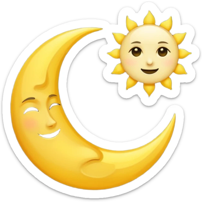 Genarate me a emoji of Drak mode moon and bright mode sun Like we got In our mobile phones sticker