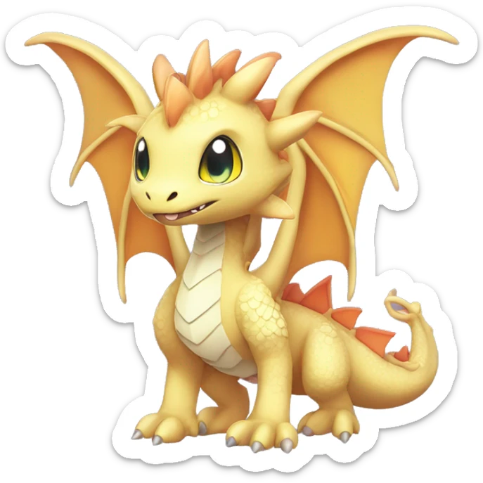 Kawaii Edgy Bright Ethereal Fururistic Fantasy Attractive Gorgeous Beautiful Dragon Pokémon Fakemon full body sticker