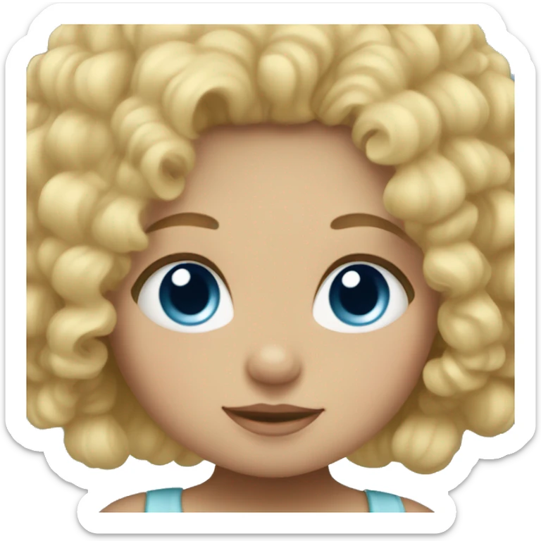 BLONDE HAIR BLUE EYE BABY GIRL WITH CURLY HAIR sticker