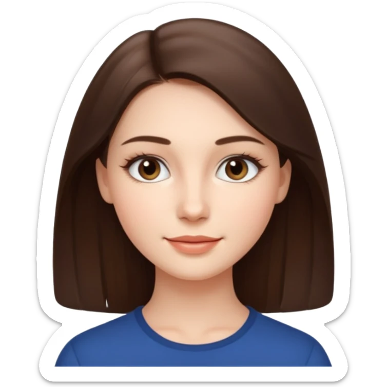 A realistic portrait of a young woman with soft facial features, clear skin, natural makeup, gentle eyes, symmetrical face, subtle smile, smooth lighting, high detail, photorealistic, 85mm len
 sticker