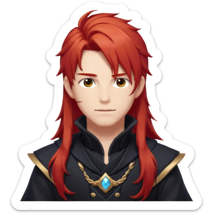 Diluc from Genshin Impact (tall male adult) (long hair) (half body) sticker