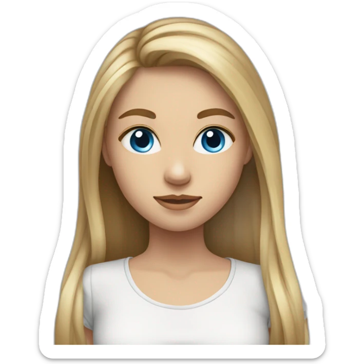 a teenager girl with long dark blond tied hair, blue eyes sticker