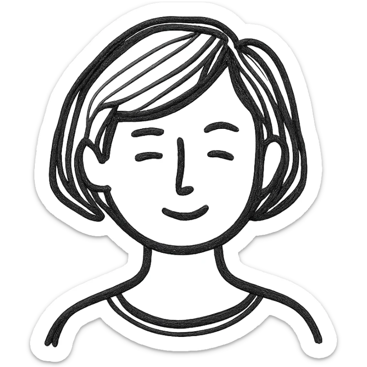 Short hair woman, icon style, black and white, simple and clean lines sticker