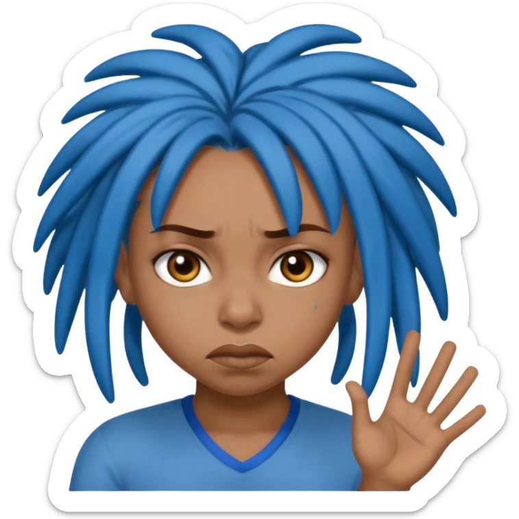 brown girl with blue locs saying fuck you sticker