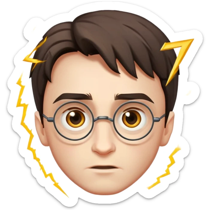 Harry Potter with a Lightning-shaped scar in the middle of the forehead sticker