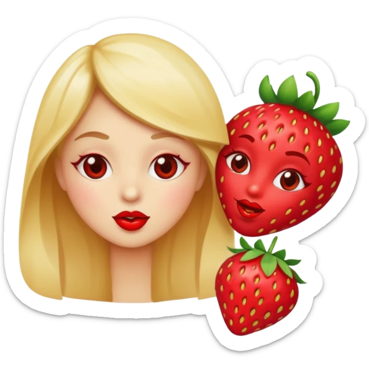 strawberry 🍓 and red kiss 💋 fashioned stylish little emoji for “slay” reaction sticker