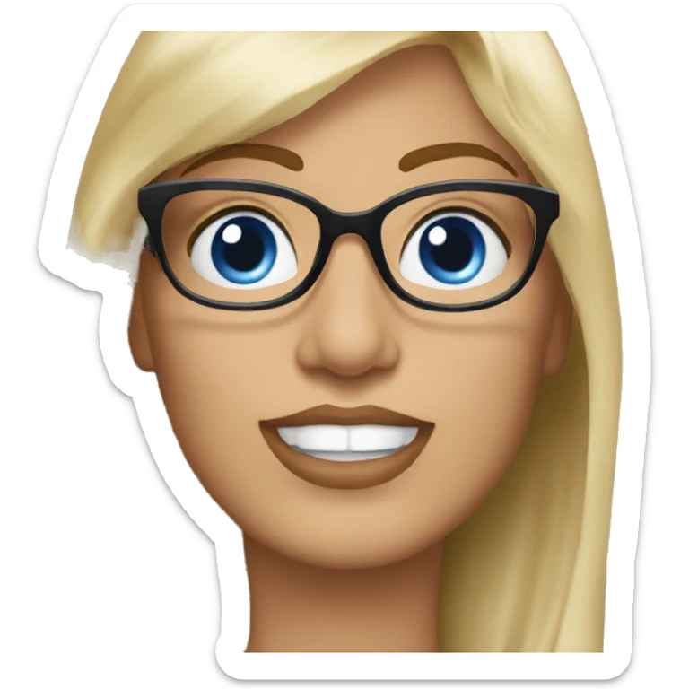 blonde woman with blue eyes and glasses kisses George Clooney  sticker