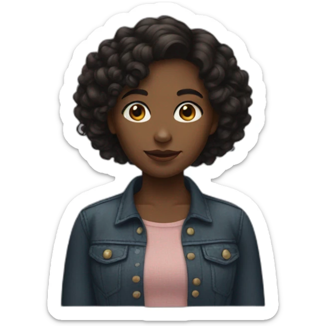 medium dark girl with short curly dark hair sticker