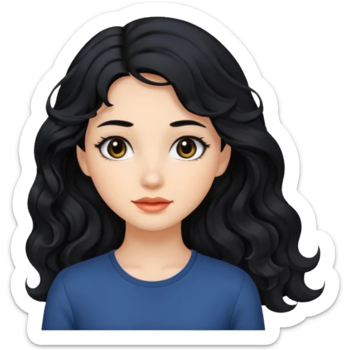 Beautiful girl,Black hair,wavy hair，long hair,Black eyes  sticker