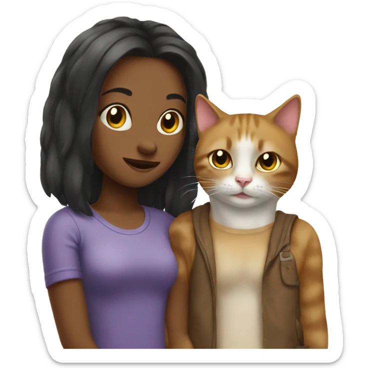 Cat with a girl sticker