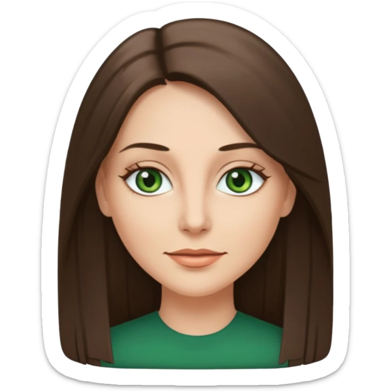 pretty woman in her 40s with green eyes and long straight ash-brown hair  sticker