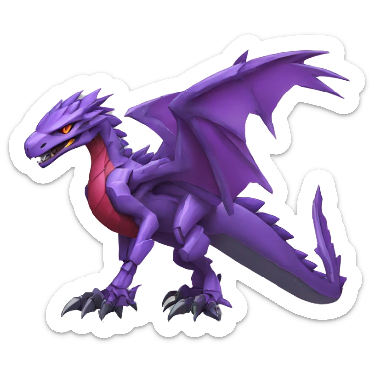  Cool Edgy Purple Red Digimon-Fakemon-Raptor-Dragon-Mecha full body sticker