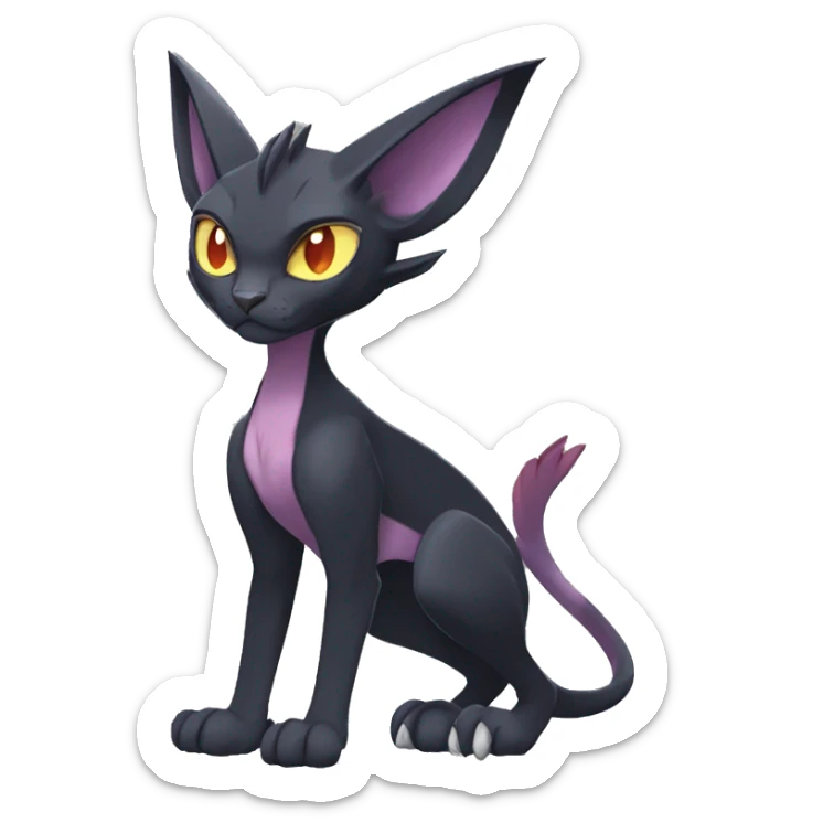 Black edgy Noivern-Litten-Sphynx-Lykoi-Caracal-cat-Fakemon full-body sticker