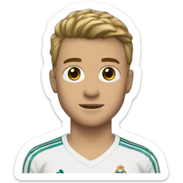 Real Madrid shirt, light hair, short head hair, 17 years old sticker