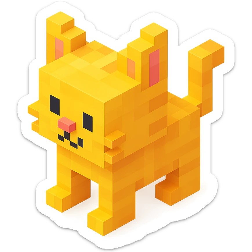 voxel style cat, isometric view sticker