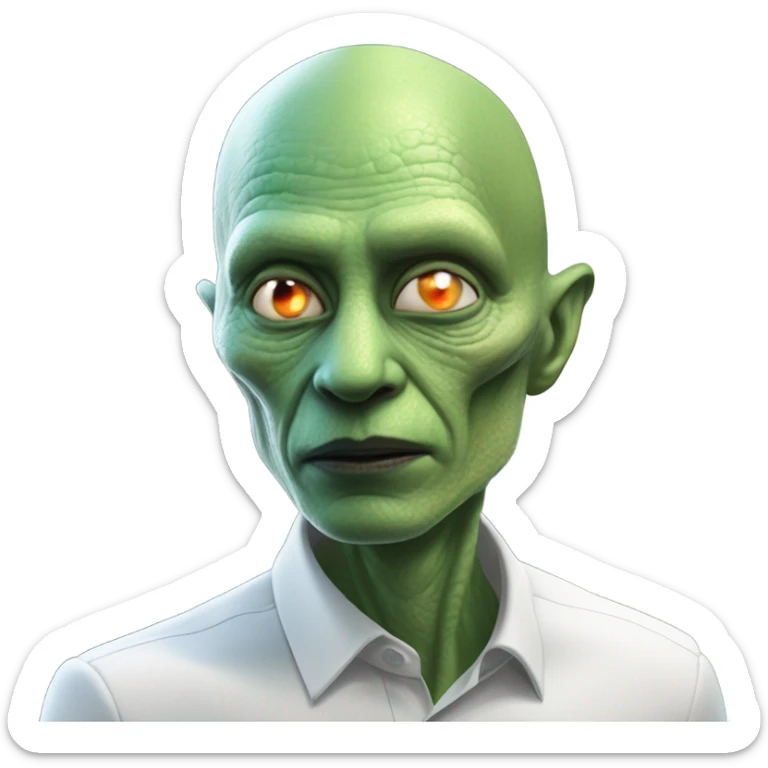 a Reptilian alien woman kissing Vladimir Putin  sticker