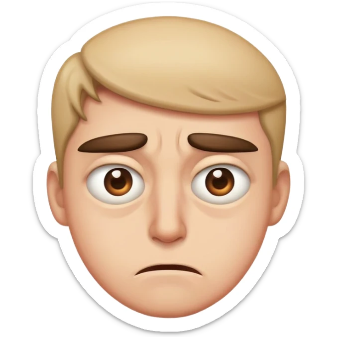 una persona disgustata che fa occhi strani, un po chiusi un po aperti sticker