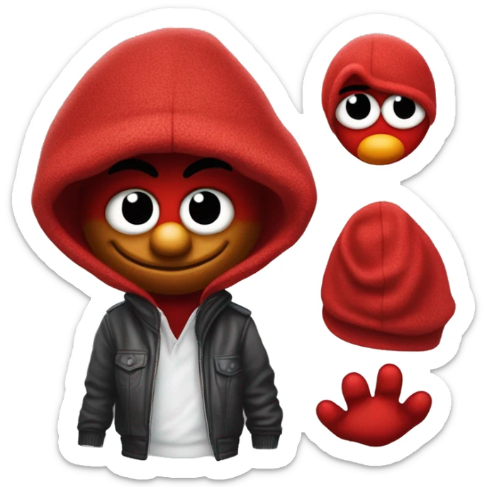 Thug-Life Gangster-style Hood-version of Elmo:
A small, red monster with a big heart and an infectious giggle. Elmo’s high-pitched voice, wide-eyed innocence, and love for learning make him a favorite among kids and adults alike. sticker