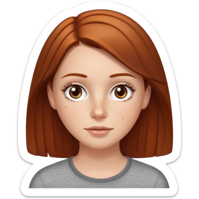 A white girl with freckles and strait brown hair with hazel eyes sticker