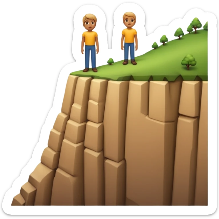A 3D emoji of a person standing at the edge of a steep cliff in Apple style. The person faces forward, close to the edge, showing a sense of height and danger. Clean, glossy , isolated on white background.


 sticker