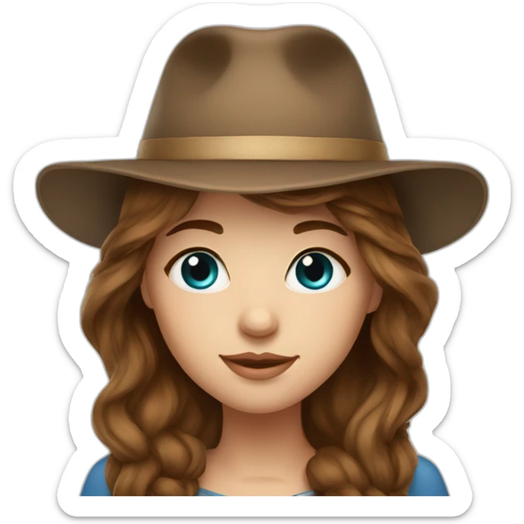 Russian girl bleu eye and long brown hair and Russian hat sticker