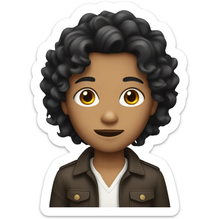 Tan skin with black wavy hair sticker