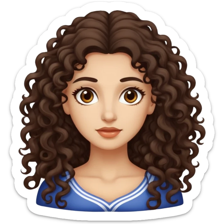 attractive Greek woman with long curly dark brown hair and light skin sticker