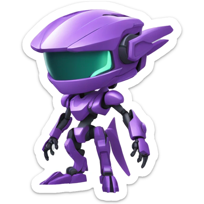 a Genesect-Raptor-Fakémon-Medabot-—hybrid with a futuristic visor-helmet full body sticker