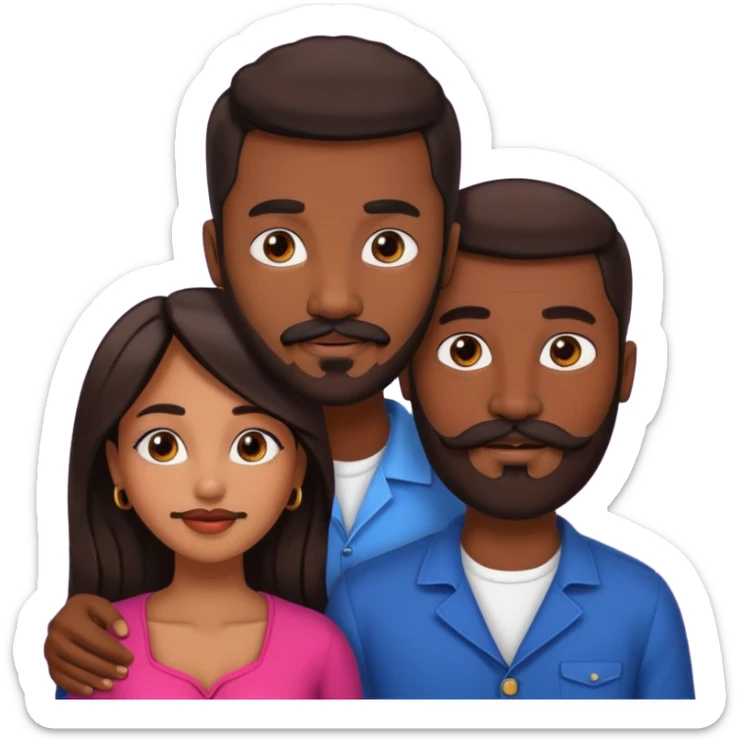 Dark skin black man with beard and mustache is in love with beautiful brown skin south Asian woman sticker