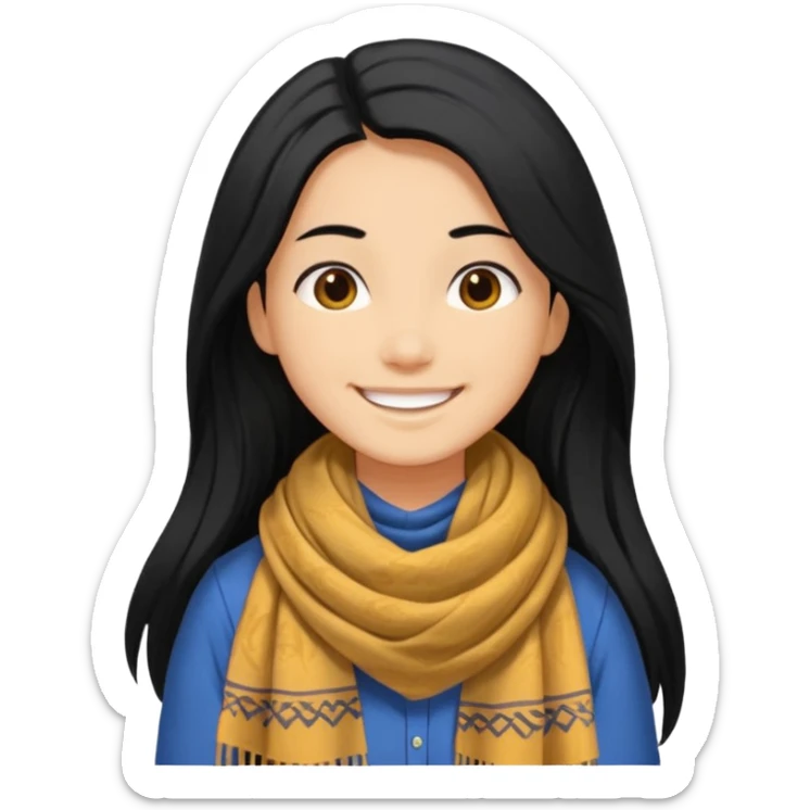 A person with long hair and wearing a kochi scarf  sticker