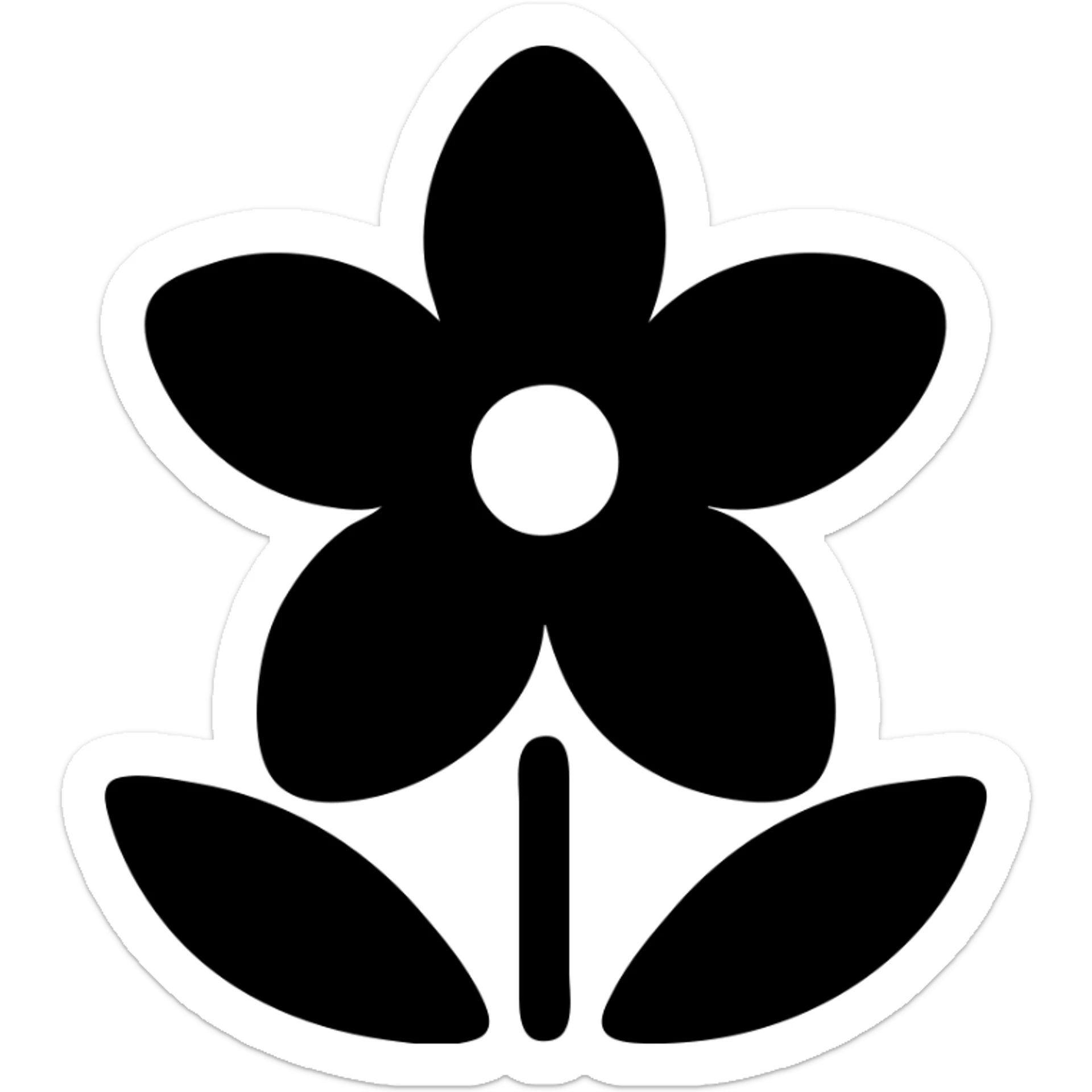 icono de una flor de jazmín, estilo icono con contorno y relleno blanco sticker