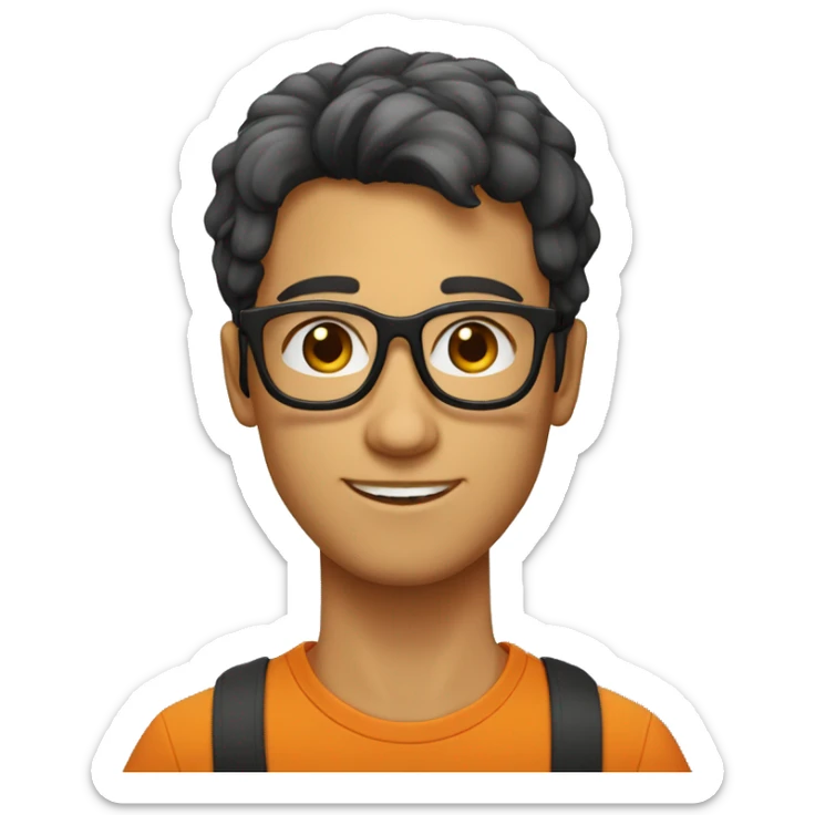 Jeune homme peau orangé  avec lunettes  jerectangulaire et cheveux noir  sticker