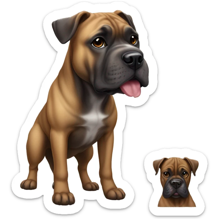 A mixed dog breed of ca de bou, cane corso and amerikansk bulldog brindle  sticker