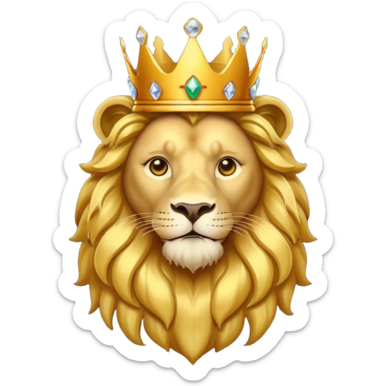 Lion King – proud golden lion wearing a tall jeweled crown. sticker
