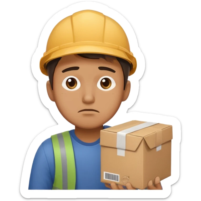 Hombre triste entregando paquetes destruidos (mensajero) sticker