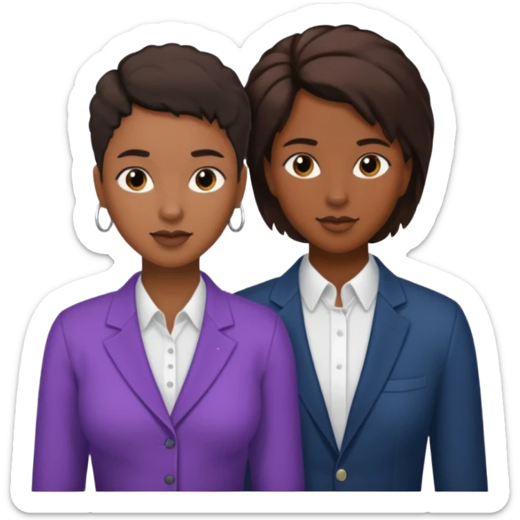 Black lesbian couple with one masculine with short hair and one feminine with long hair  sticker