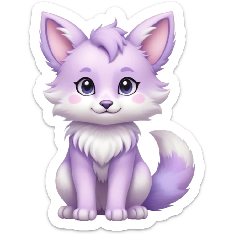 Kawaii bright fantasy ethereal anthro fursona animal with a tufted tail and round ears sticker