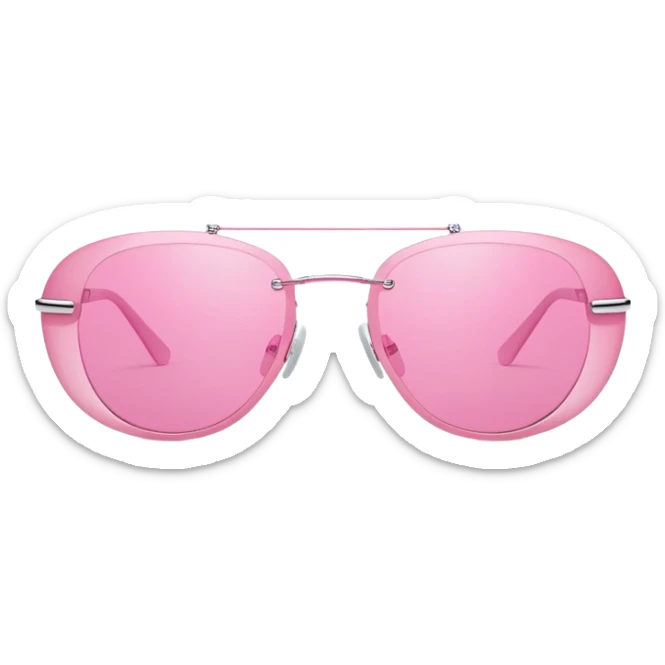 Y2K style rimless pink sunglasses, futuristic design, no frame, early 2000s fashion sticker