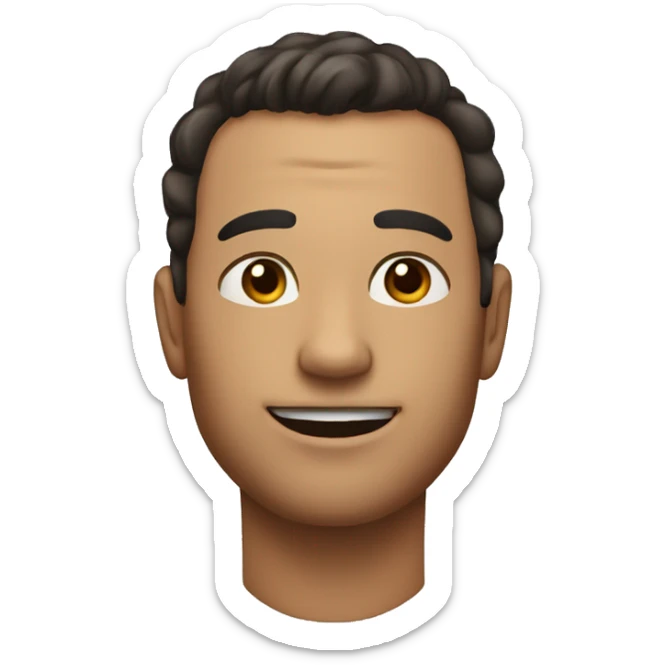 Man with slickback hairstyle, Eyes half closed like flirty and a half smile up from the right and a birthmark close to his nose near mouth in the right sticker