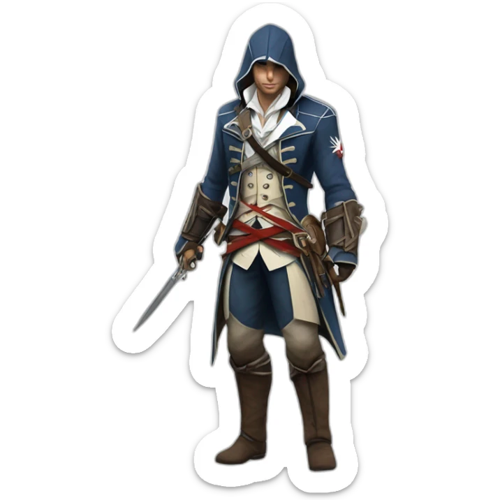 Connor character of Assassin's Creed 3 game with fine and quality details sticker