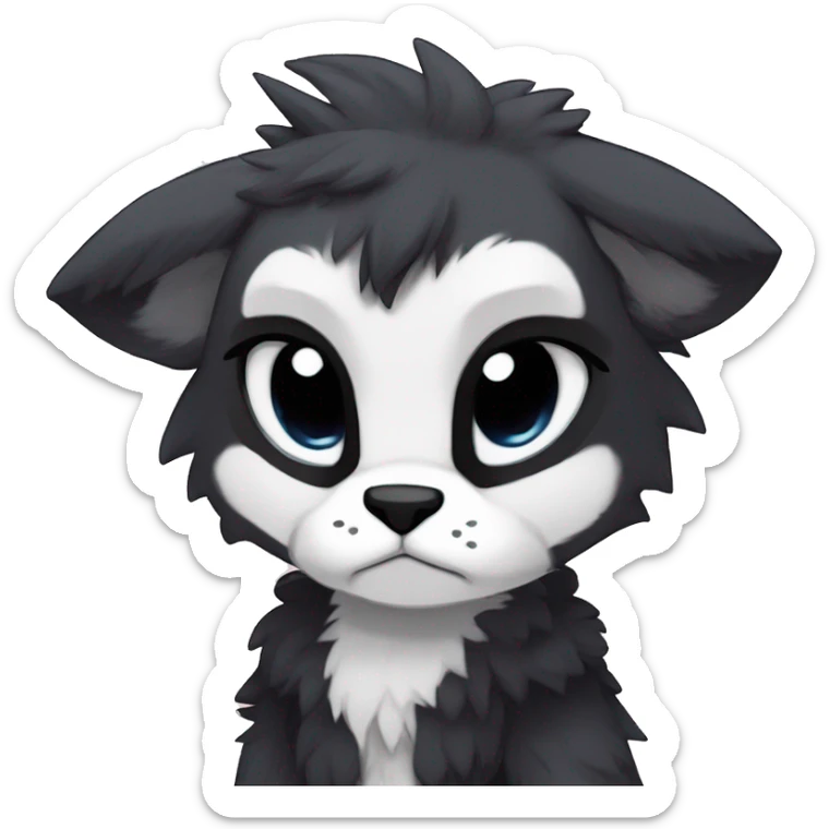 Anthro Dark Edgy Cool Shy Grumpy Fluffy FurSona Fakemon Full Body sticker