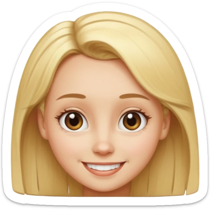 An emoji of a blond girl with a VERY VERY VERY big forehead sticker