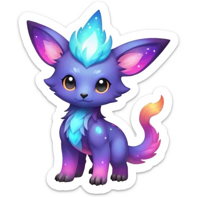 Cute cool colorful nebula fantasy animal hybrid Fakemon full body sticker