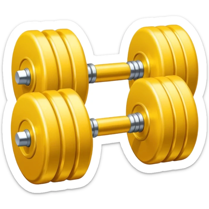 Generate a high-quality emoji of a yellow dumbbell, realistic color and shading, smooth gradient colors, no facial features, no brand markings, simple white background, high-resolution.
 sticker