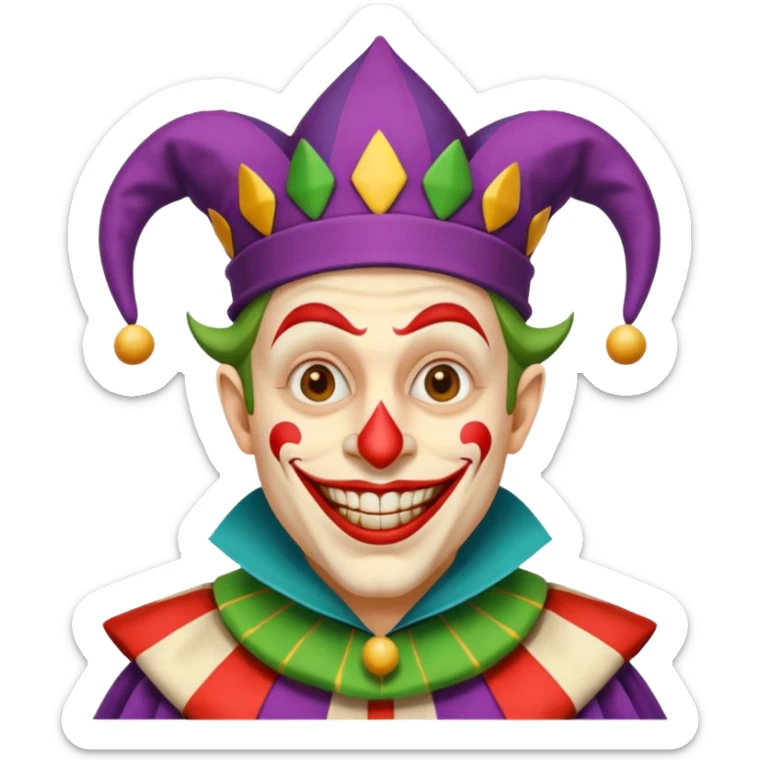 crazy colorful human jolly joker, medieval, vintage, court jester sticker