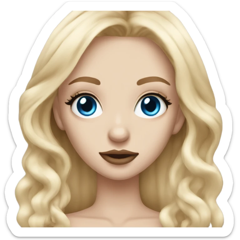 pale baddie girl with blue eyes and long blonde hair and eyelash extensions sticker