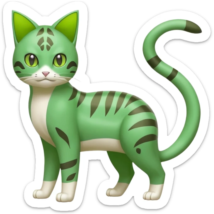 Sprigatito-Floragato-Meowscarada-Pokémon-Fakémon-hybrid-fusion-creature (full body) sticker