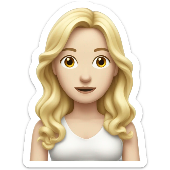 Woman, white skin, pale skin, long hair, blonde hair, wavy hair, fat trying to be thin sticker